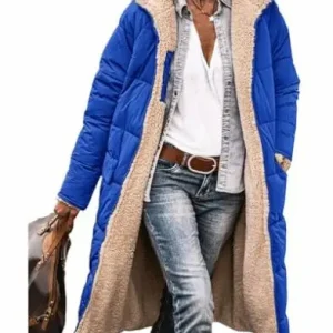 Women's 2024 Warm Winter Coats Reversible Sherpa Fleece Long Hooded Puffer Jackets Outerwear 142857